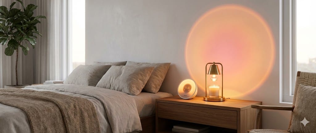 3 essential light therapy tools including sunrise alarm and sunset lamp for morning recovery.