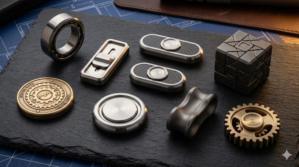 A collection of premium tactile engineering tools and haptic fidget gear for professional focus and nervous system regulation.