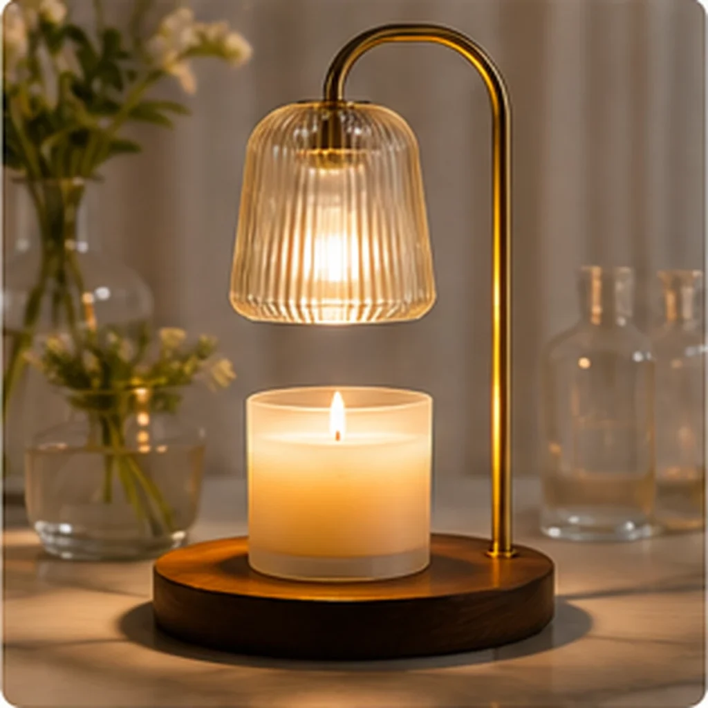 5 Luxury Wellness Essentials for a Better Evening Routine 4 Candle warmer lamp creating soft evening ambience on a bedside table