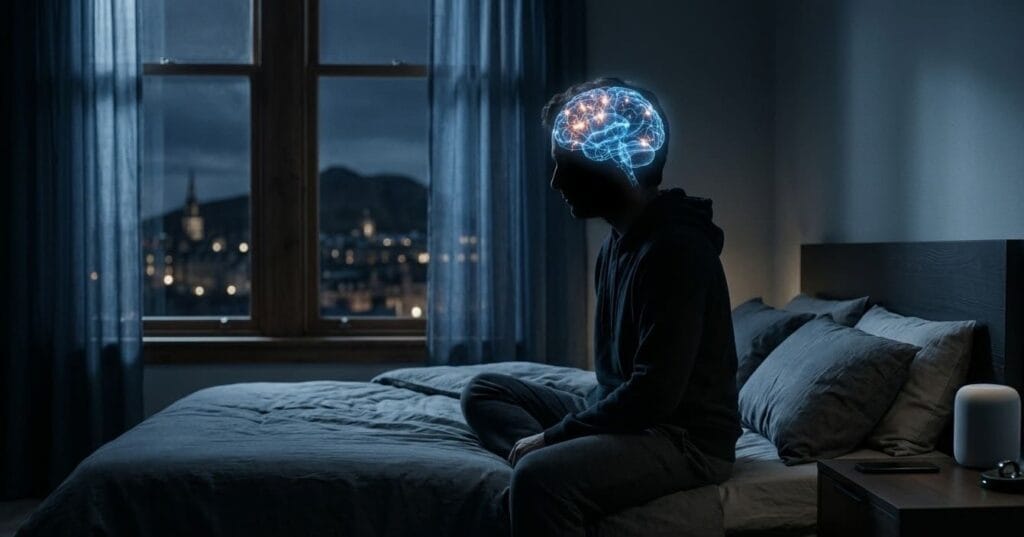 Person resting deeply to overcome sleep crisis and regain peace of mind.