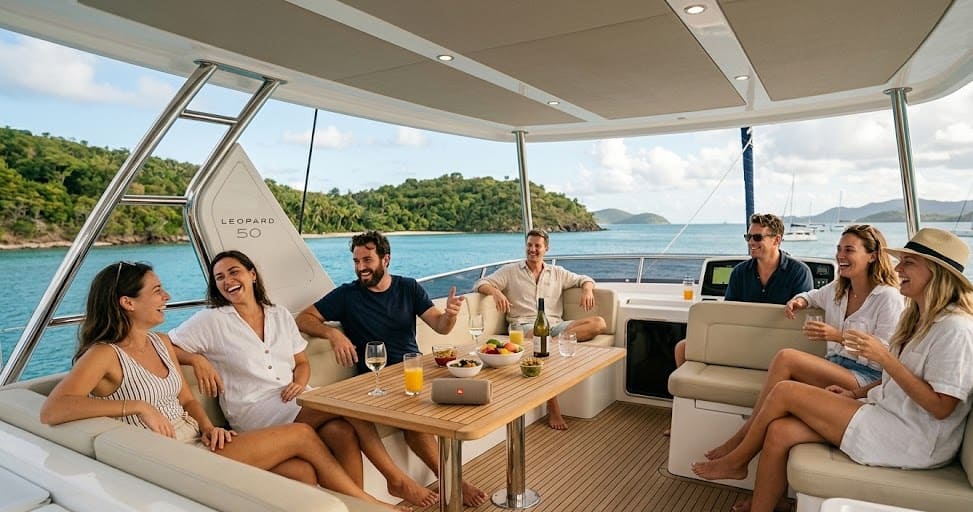 The 2022 Leopard 50 Catamaran: A Premium Boat Rental in Road Town · Leopard Charter for Executive Burnout Recovery on British Virgin Islands 5 samboat leopard50 3