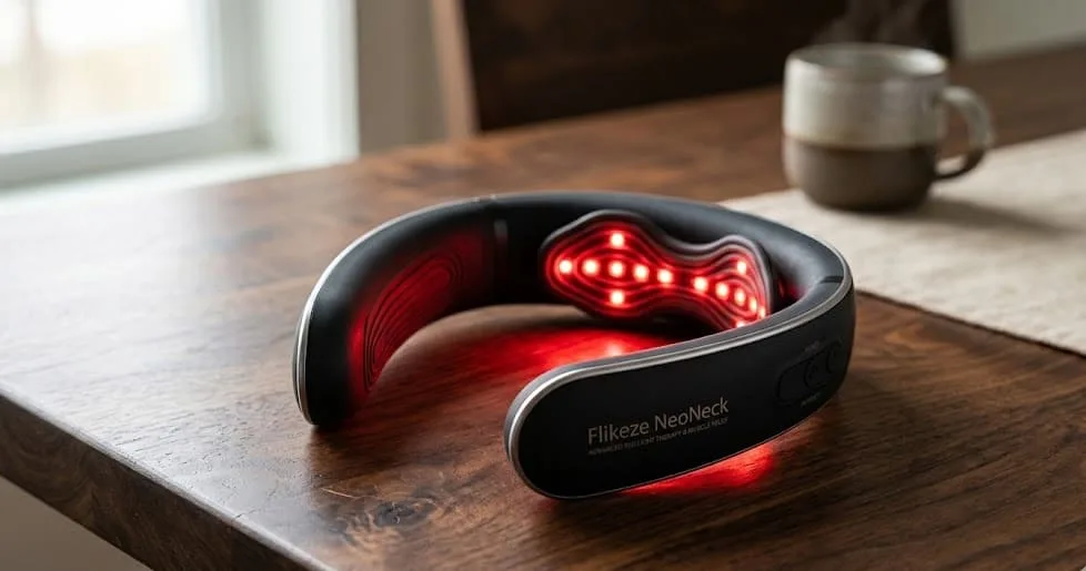FliKEZE NeoNeck Review: Is This All-in-One Neck Therapy Device Worth It? 4 NeoNeck dynamic traction system used while lying down