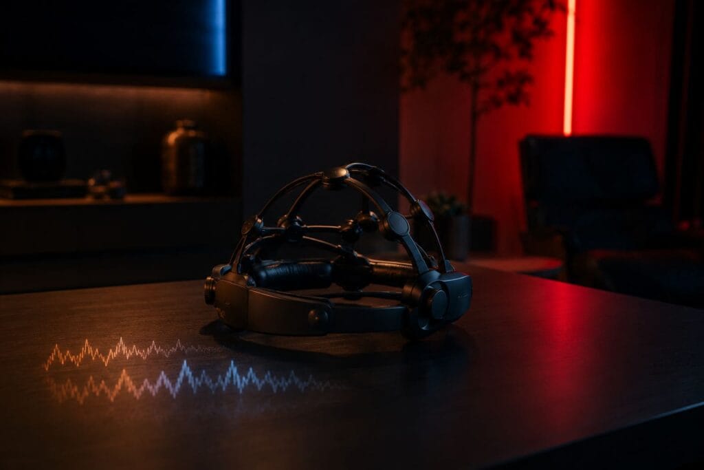 Sens.ai vs Neurosity Crown Review: Best Premium Neurofeedback Device for Home Brain Training? 8 Photobiomodulation and PBM light layer used in premium neurofeedback training.